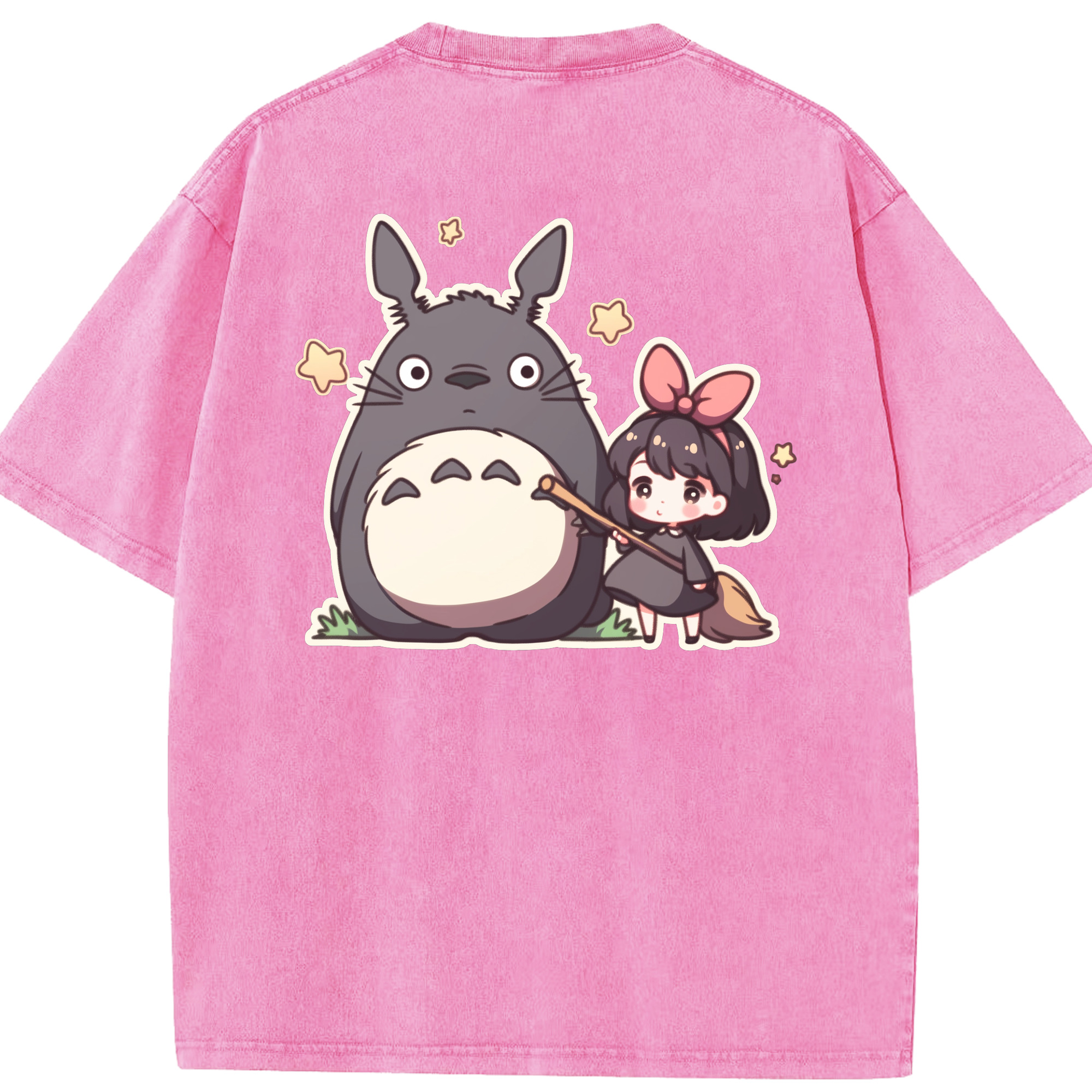 （画像用） となりのトトロ 草壁メイ 草壁サツキ My Neighbor Totoro Satsuki Kusakabe Mei Kusakabe 綿100% ヴィンテージ風 半袖Tシャツ（背面プリント）